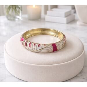 Fushia White Palm Leaf Hinge Bangel Bracelet New